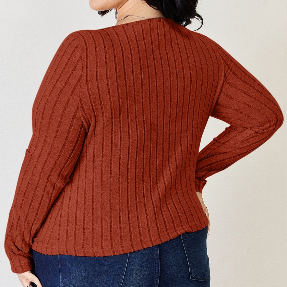 Rust Ribbed Long Sleeve Top - Picture 7 of 12